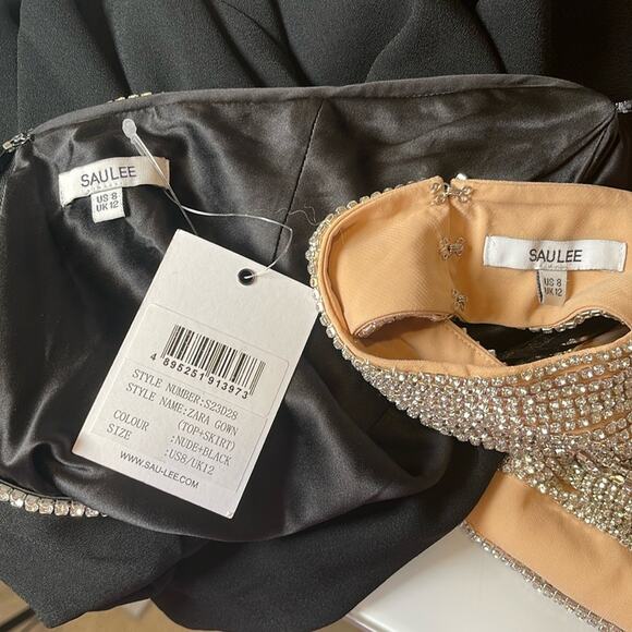 Sau Lee Zara Crystal Embellished Halter Neck Two Piece Maxi Dress Set Size 8 - Picture 9 of 9